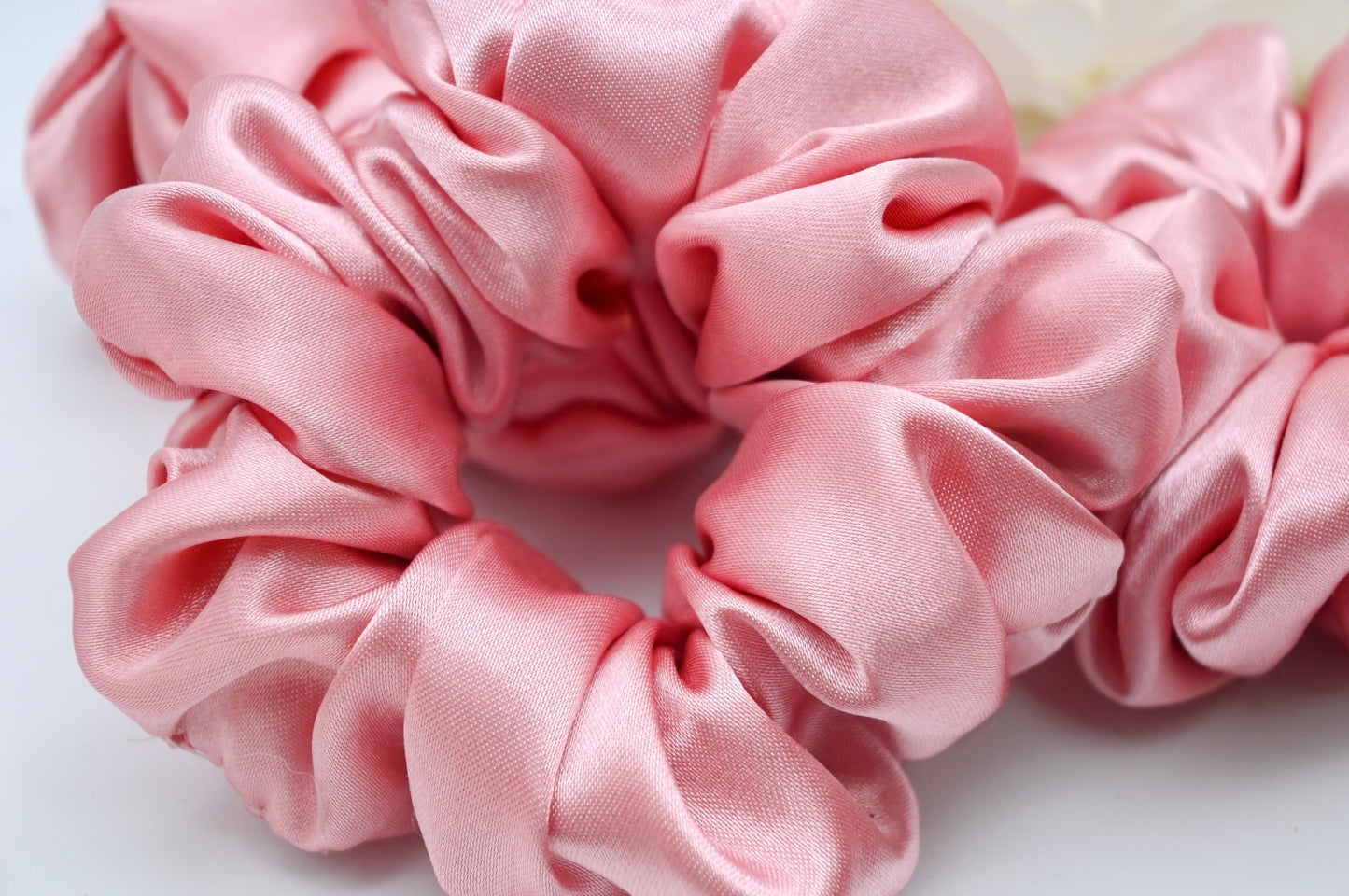 Pink Satin Scrunchie