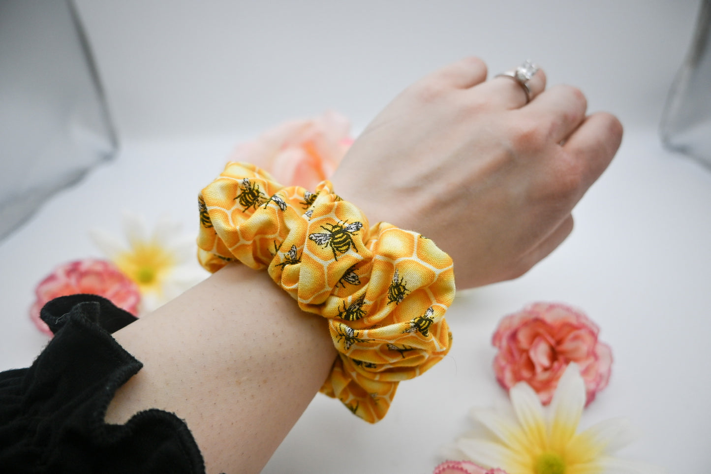 Sweet Yellow Honeybee Scrunchie