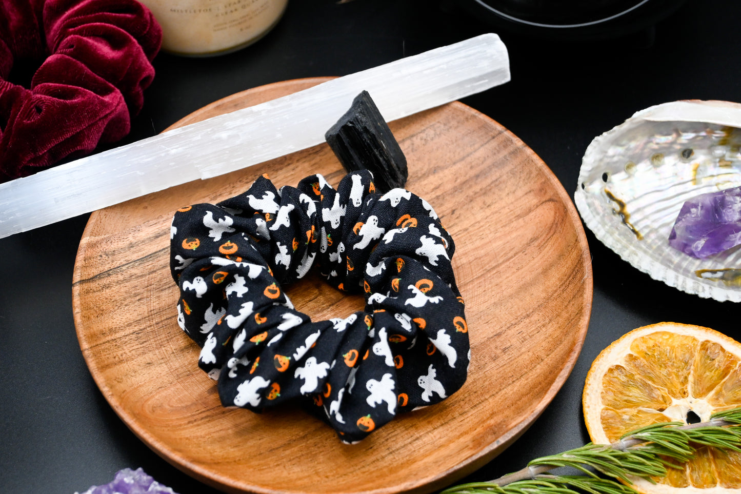 Ghosts and Pumpkins Scrunchie