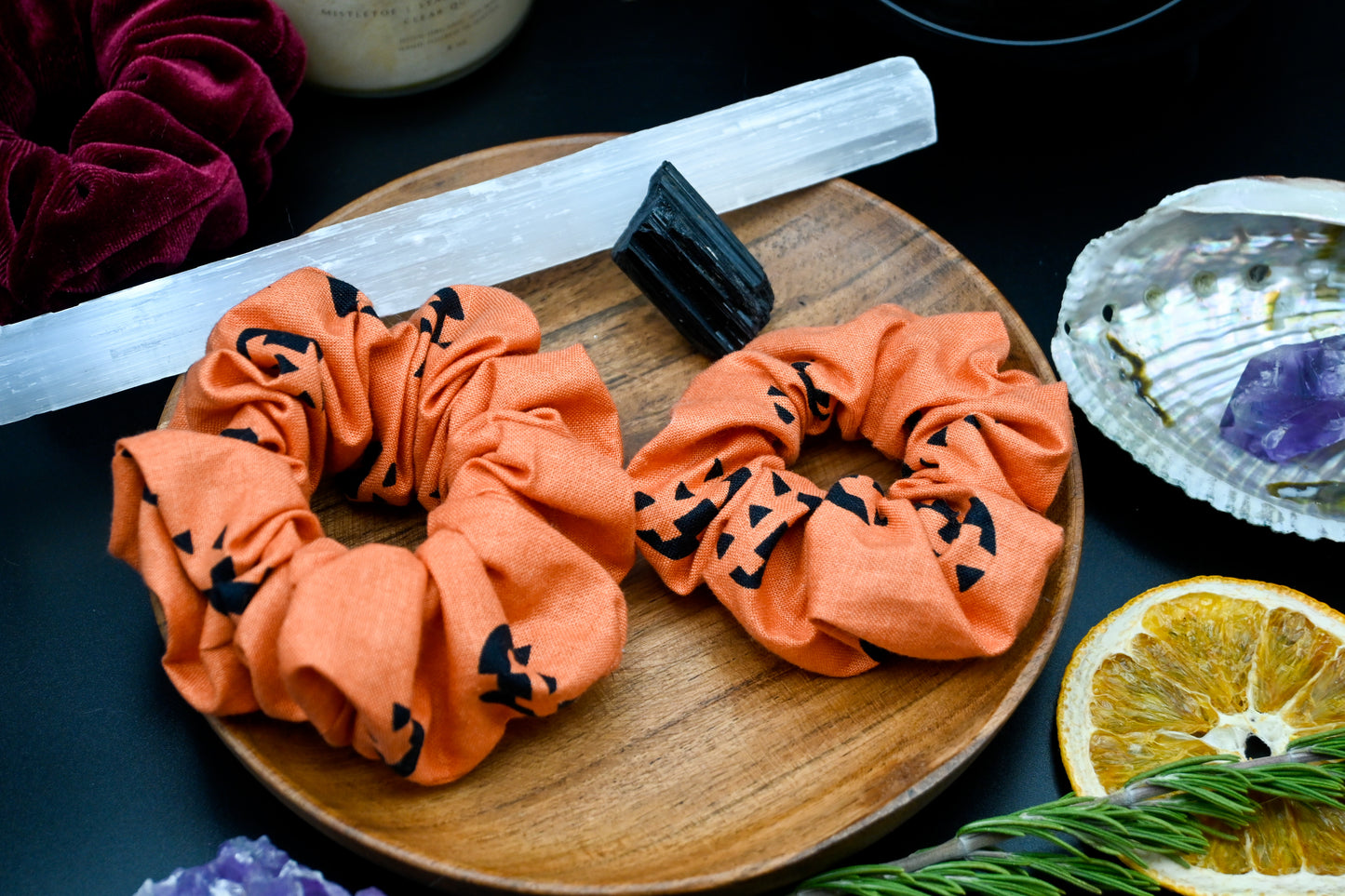 Jack-O-Lantern Faces Scrunchie