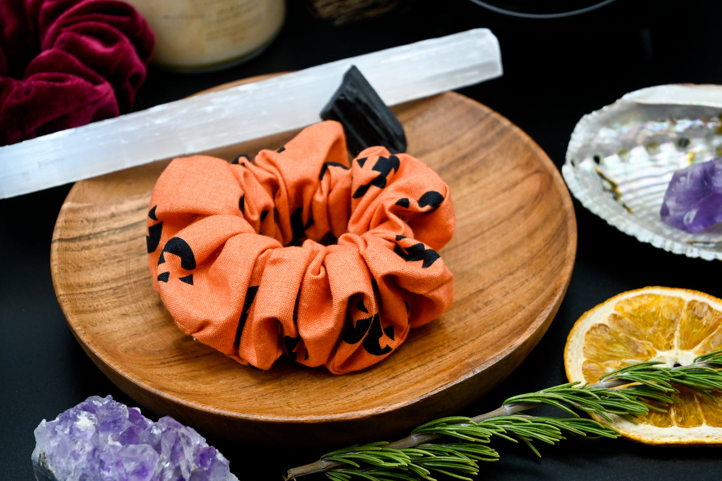 Jack-O-Lantern Faces Scrunchie