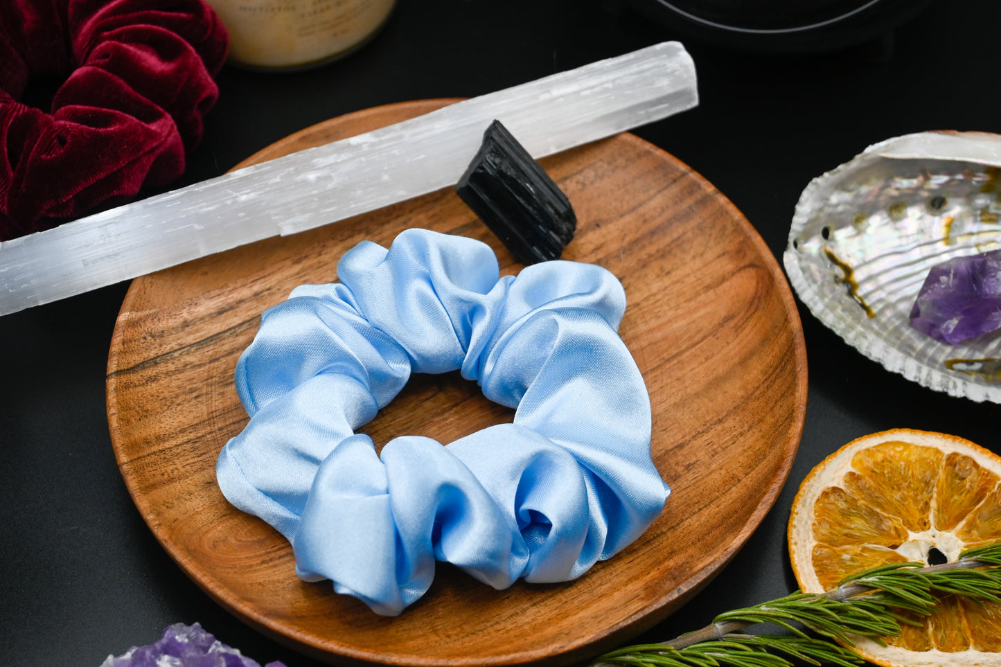 Baby Blue Satin Scrunchie