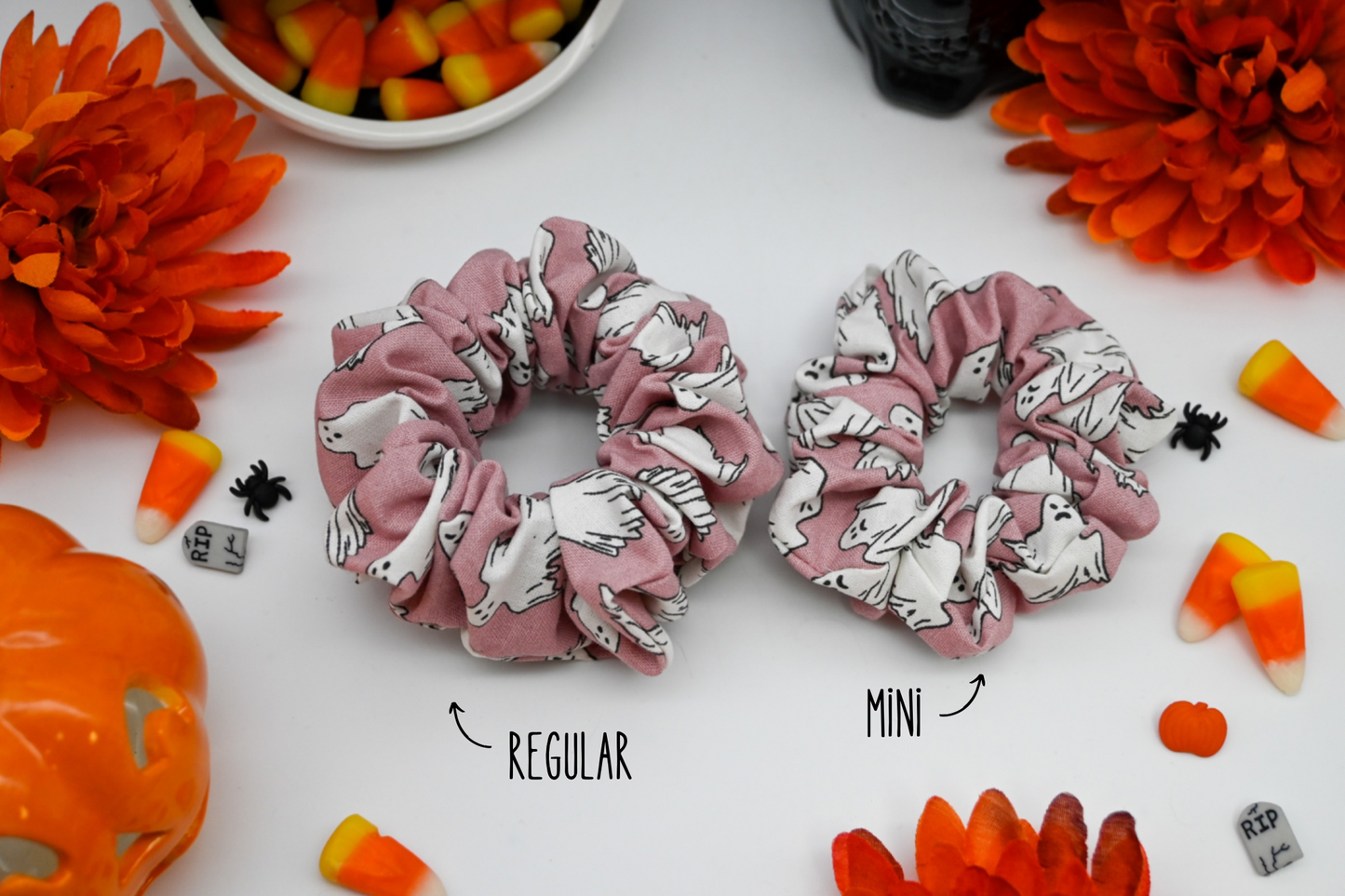 Spooky Pink Ghosts (GLOW IN THE DARK!) Scrunchie