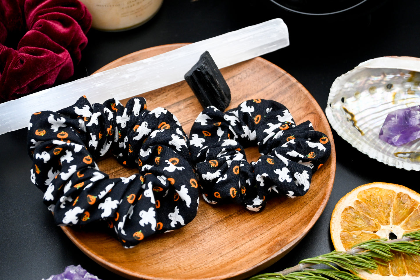 Ghosts and Pumpkins Scrunchie