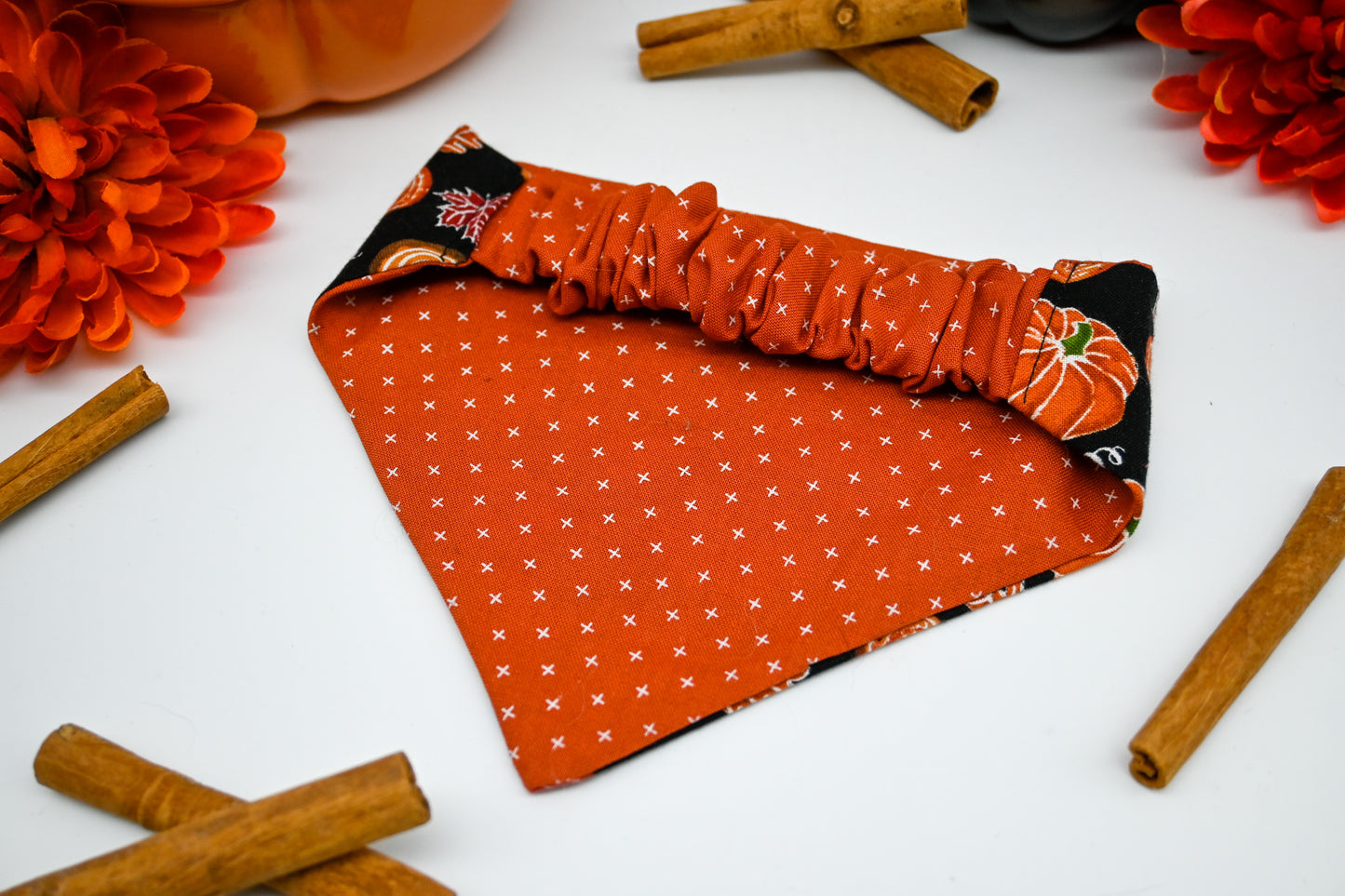 Reversible Pet Bandana - Pumpkins n Doughnuts