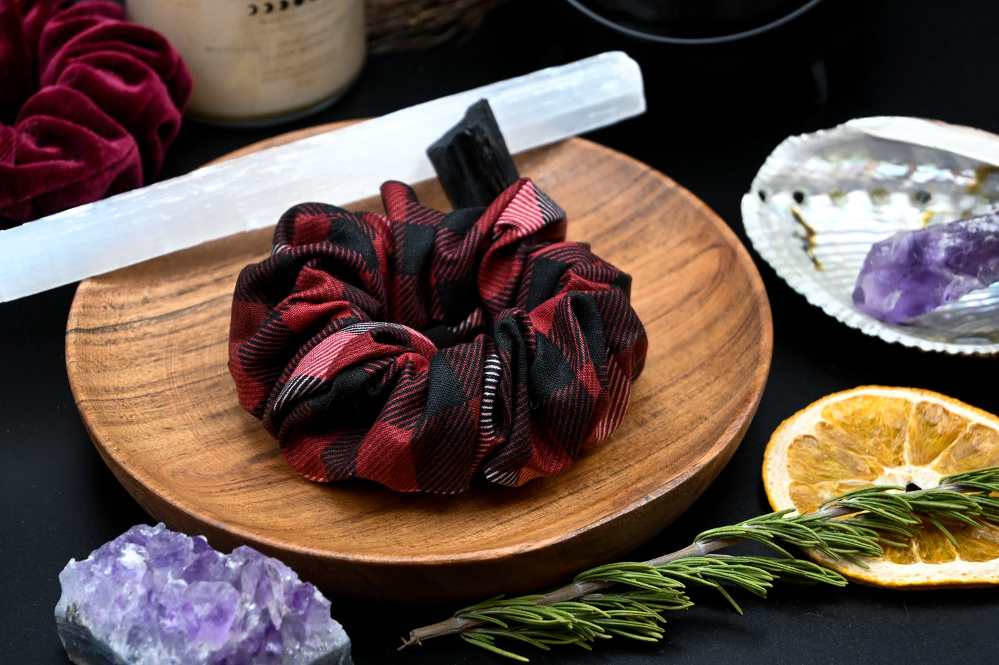 Red Plaid Scrunchie