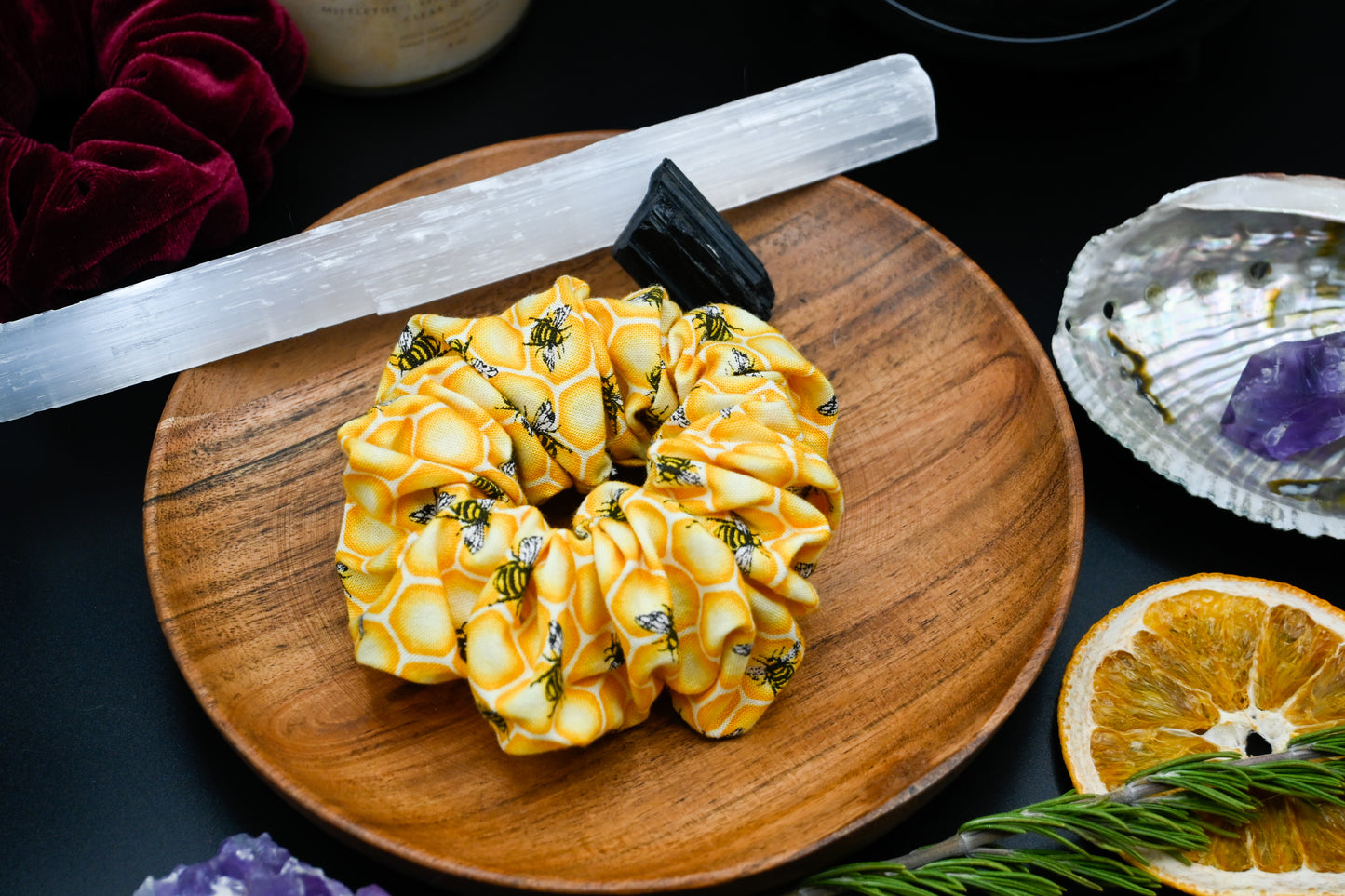 Sweet Yellow Honeybee Scrunchie