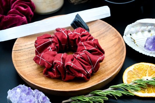 Maroon with Light Plaid Scrunchie