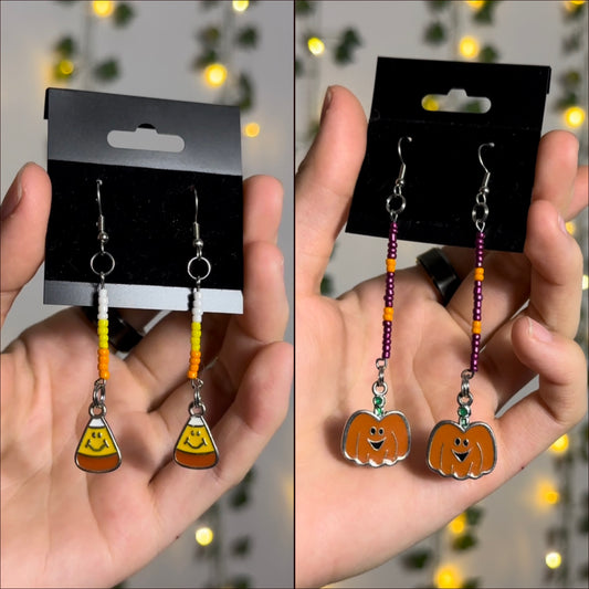 Beaded Vintage Halloween Earrings