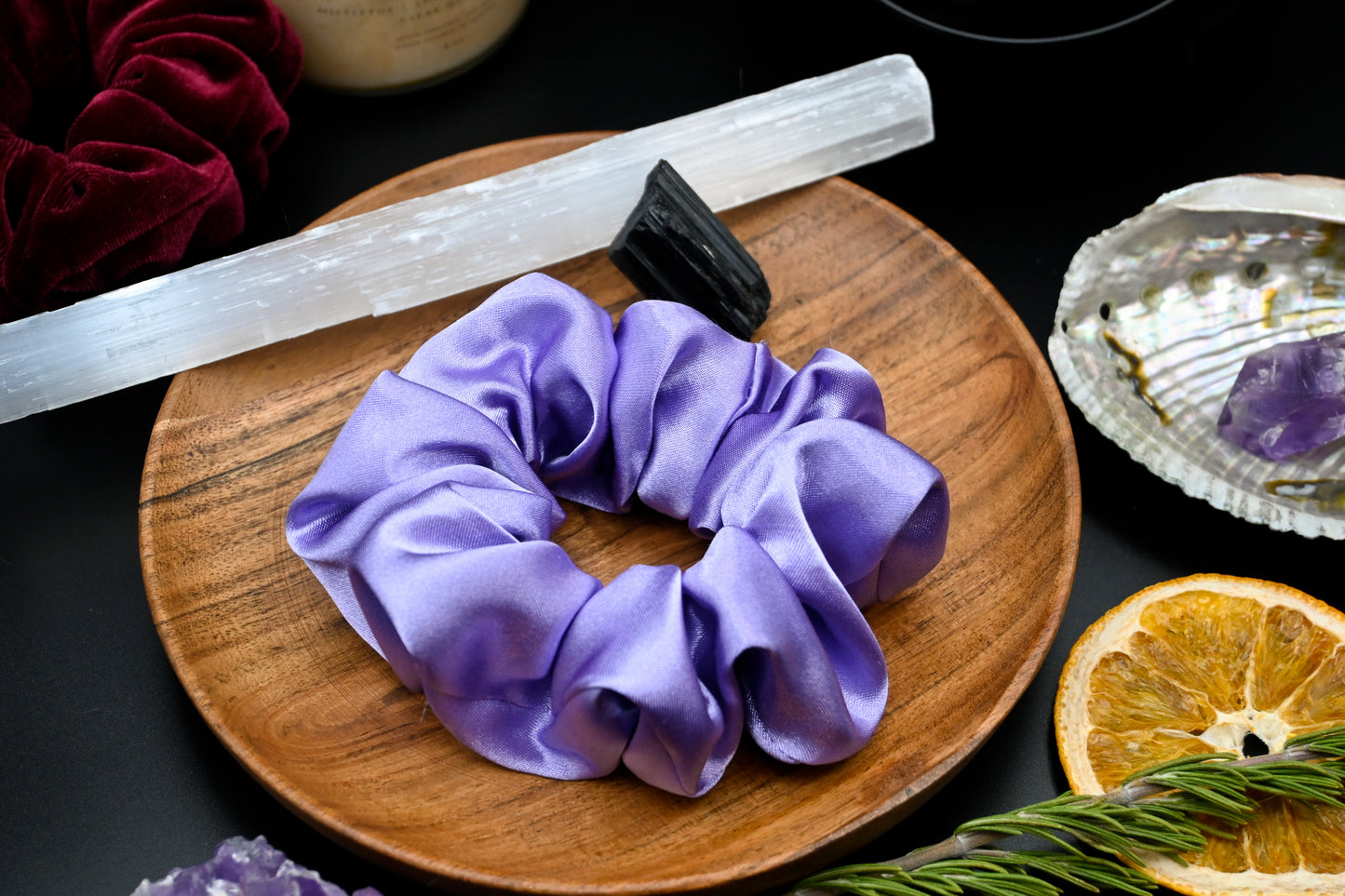 Purple Satin Scrunchie