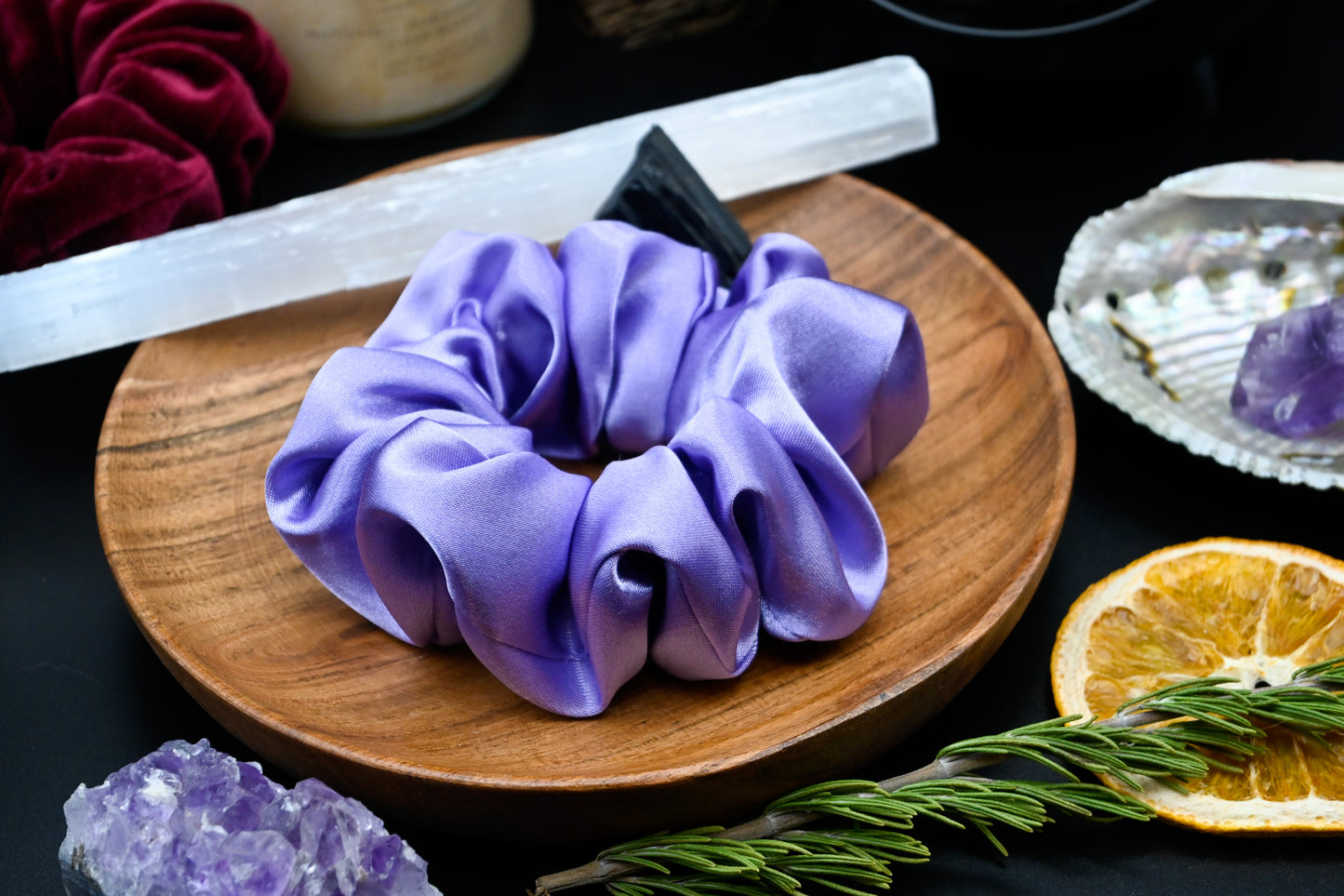 Purple Satin Scrunchie