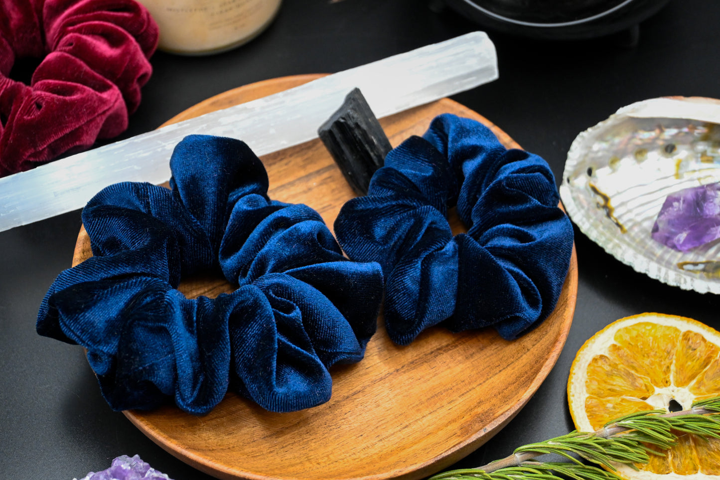 Sapphire Velvet Scrunchie