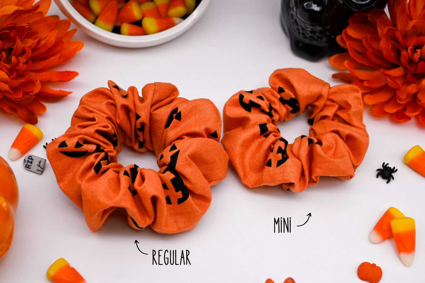 Jack-O-Lantern Faces Scrunchie