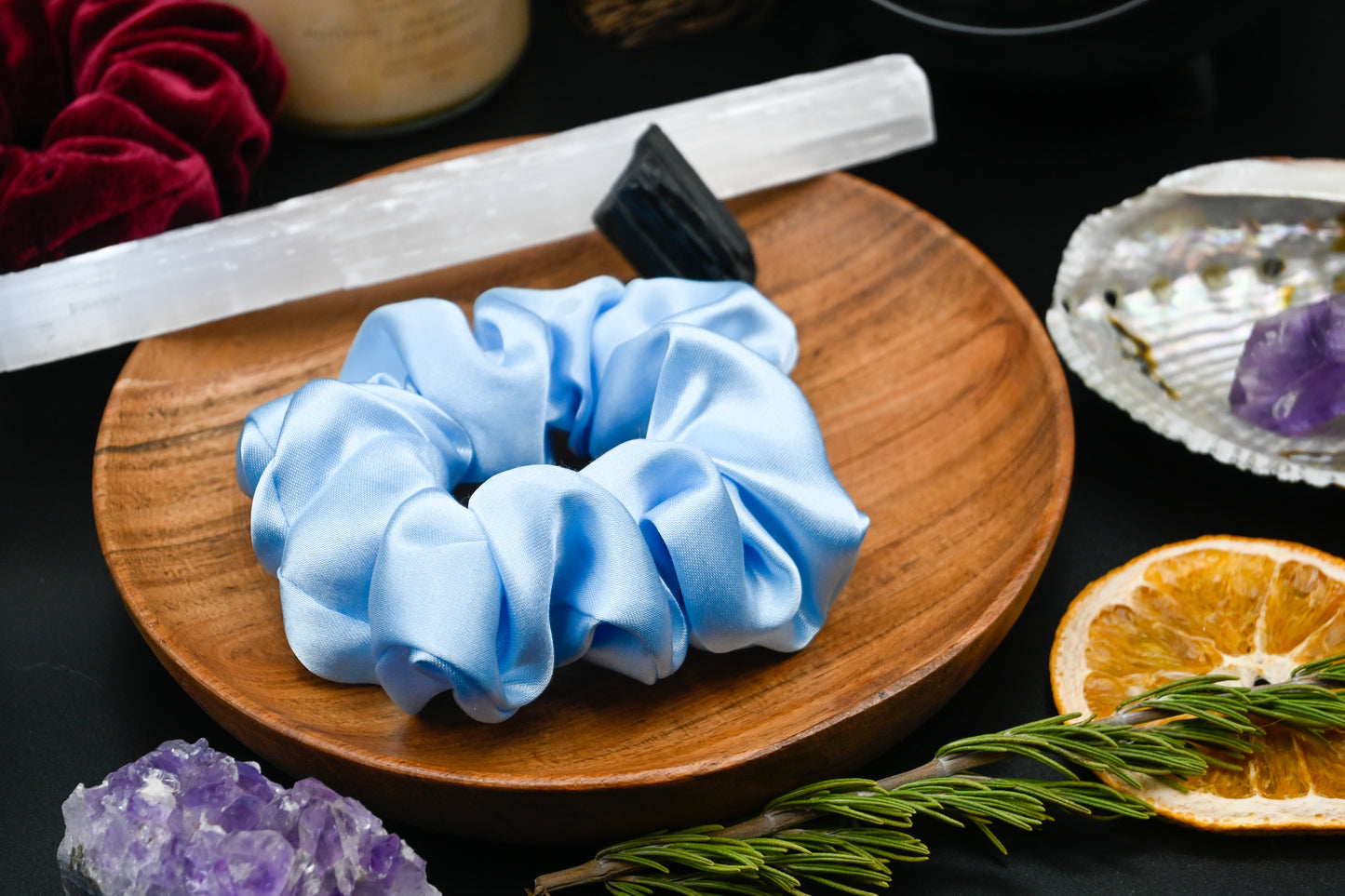 Baby Blue Satin Scrunchie