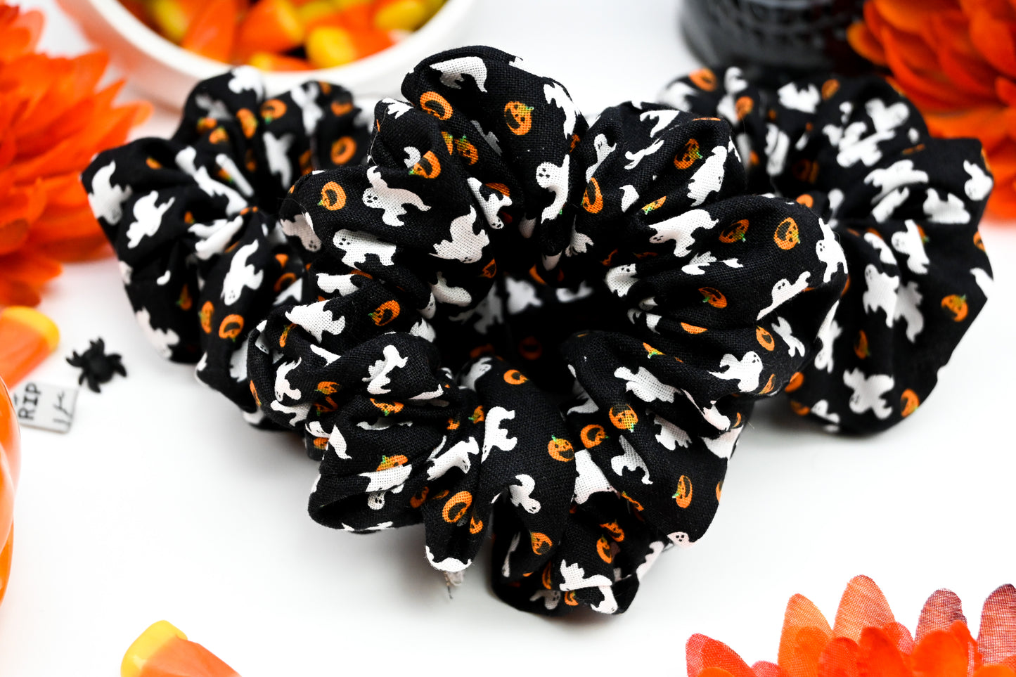 Ghosts and Pumpkins Scrunchie