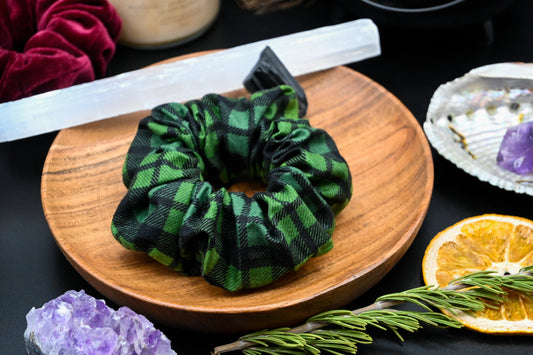 Green Plaid Scrunchie