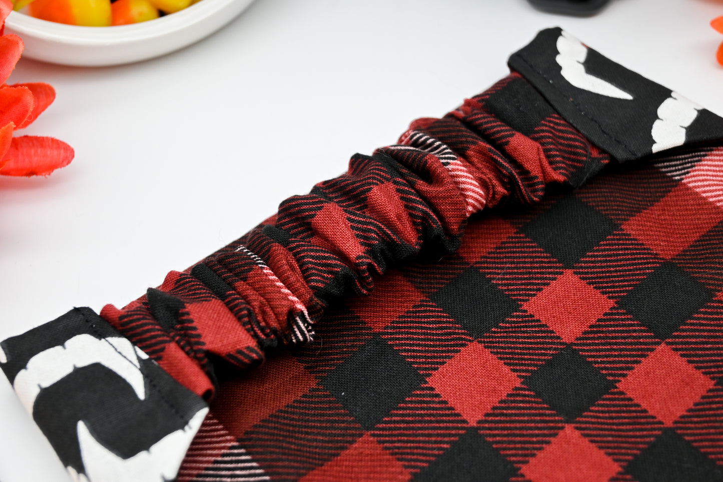 Reversible Pet Bandana - Bite Me and Red Plaid