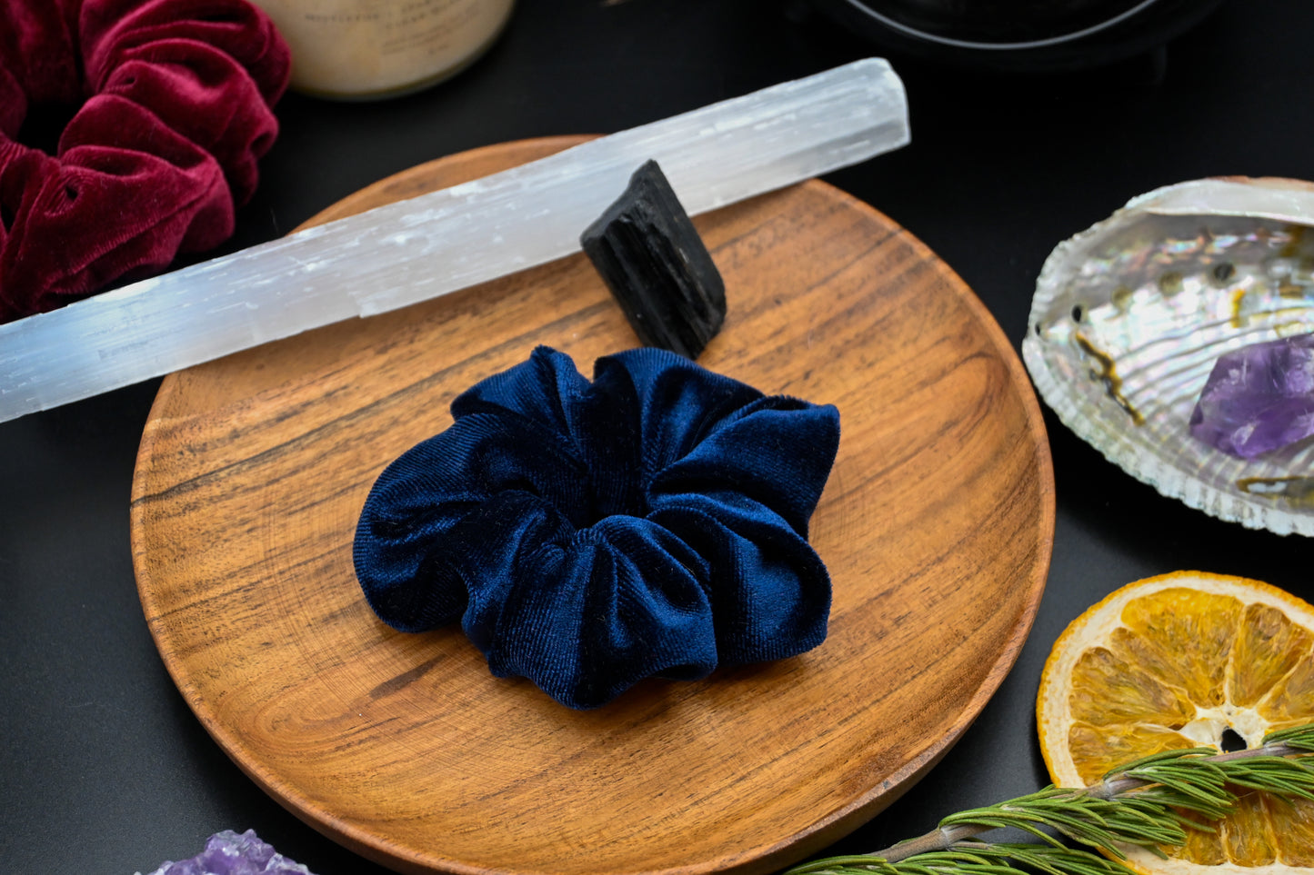 Sapphire Velvet Scrunchie