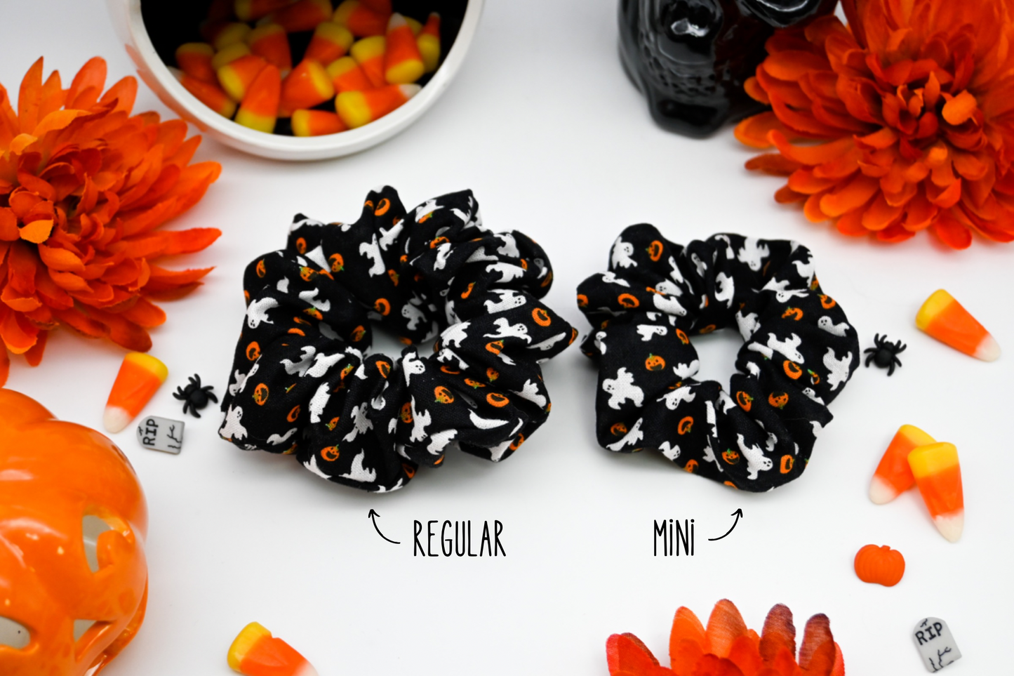 Ghosts and Pumpkins Scrunchie