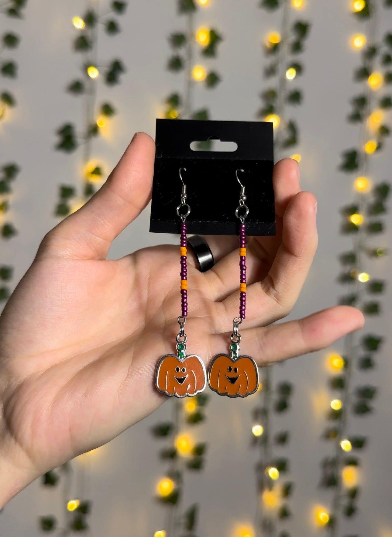 Beaded Vintage Halloween Earrings