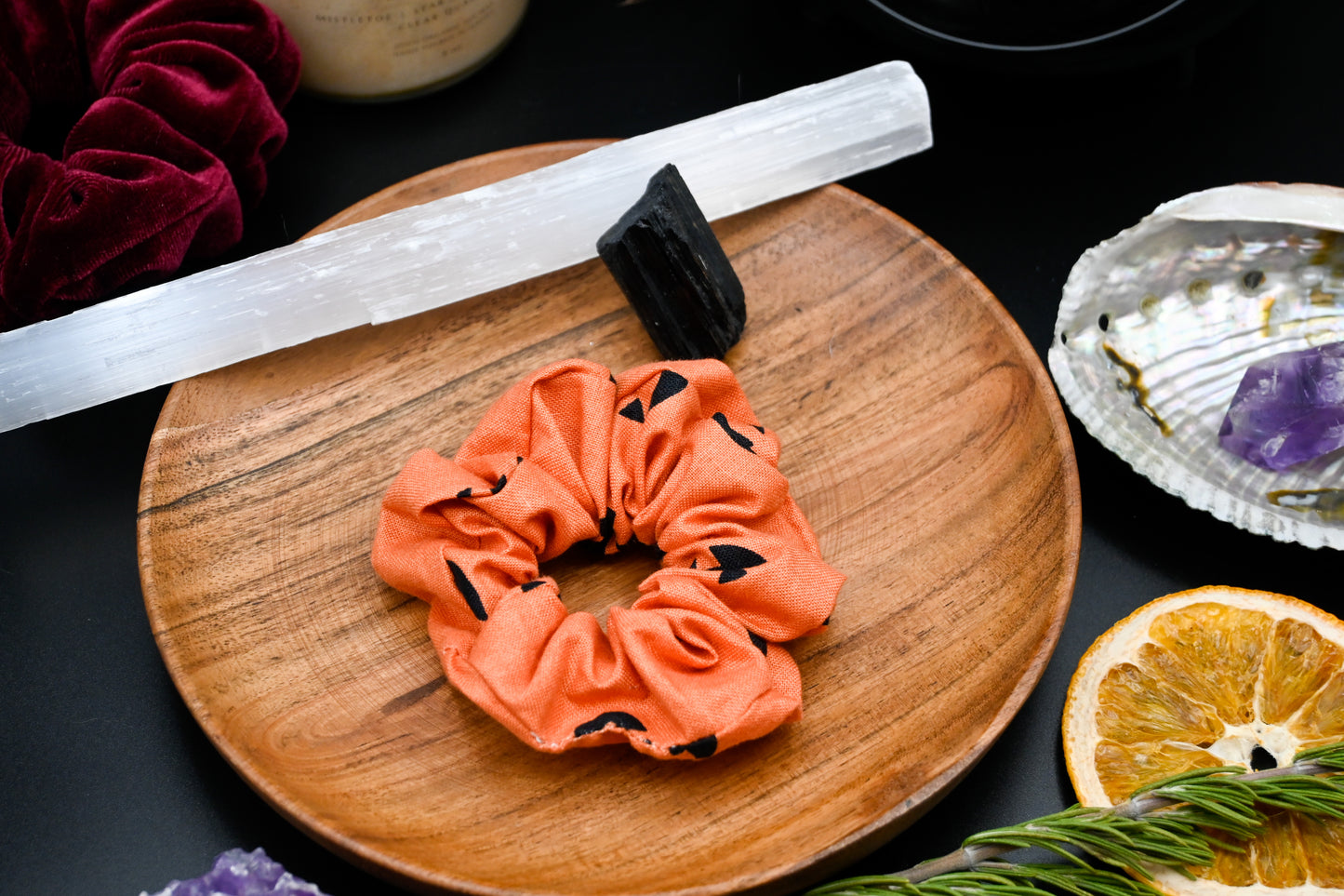 Jack-O-Lantern Faces Scrunchie