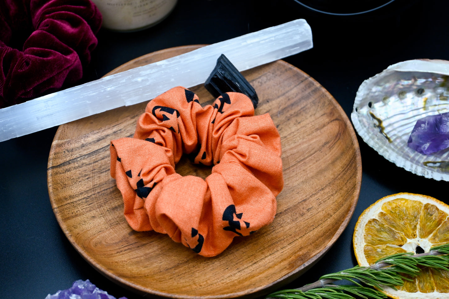 Jack-O-Lantern Faces Scrunchie