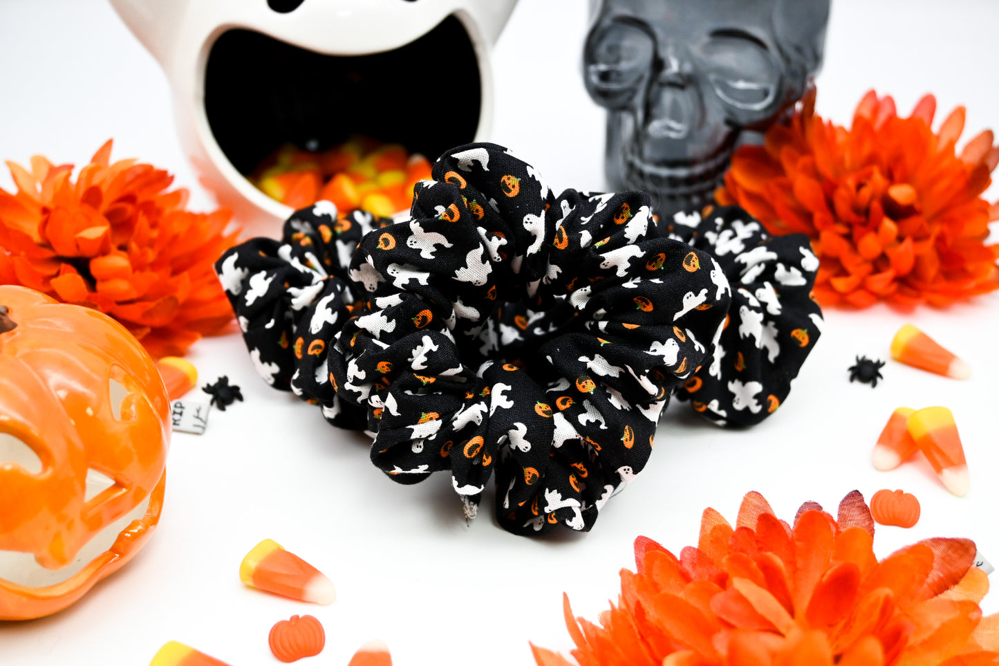 Ghosts and Pumpkins Scrunchie