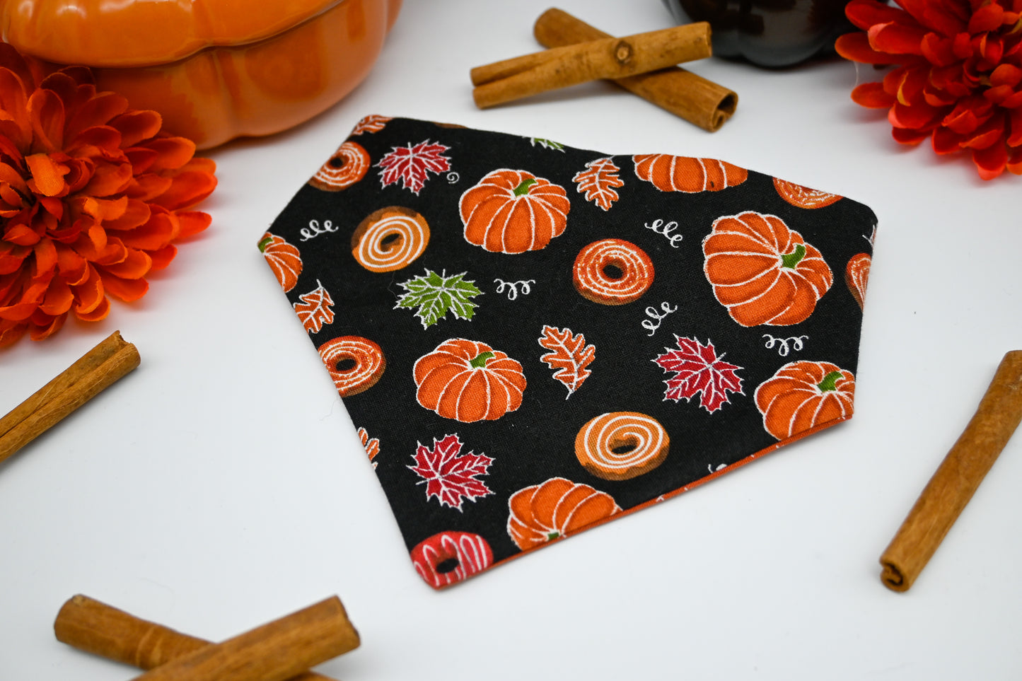 Reversible Pet Bandana - Pumpkins n Doughnuts