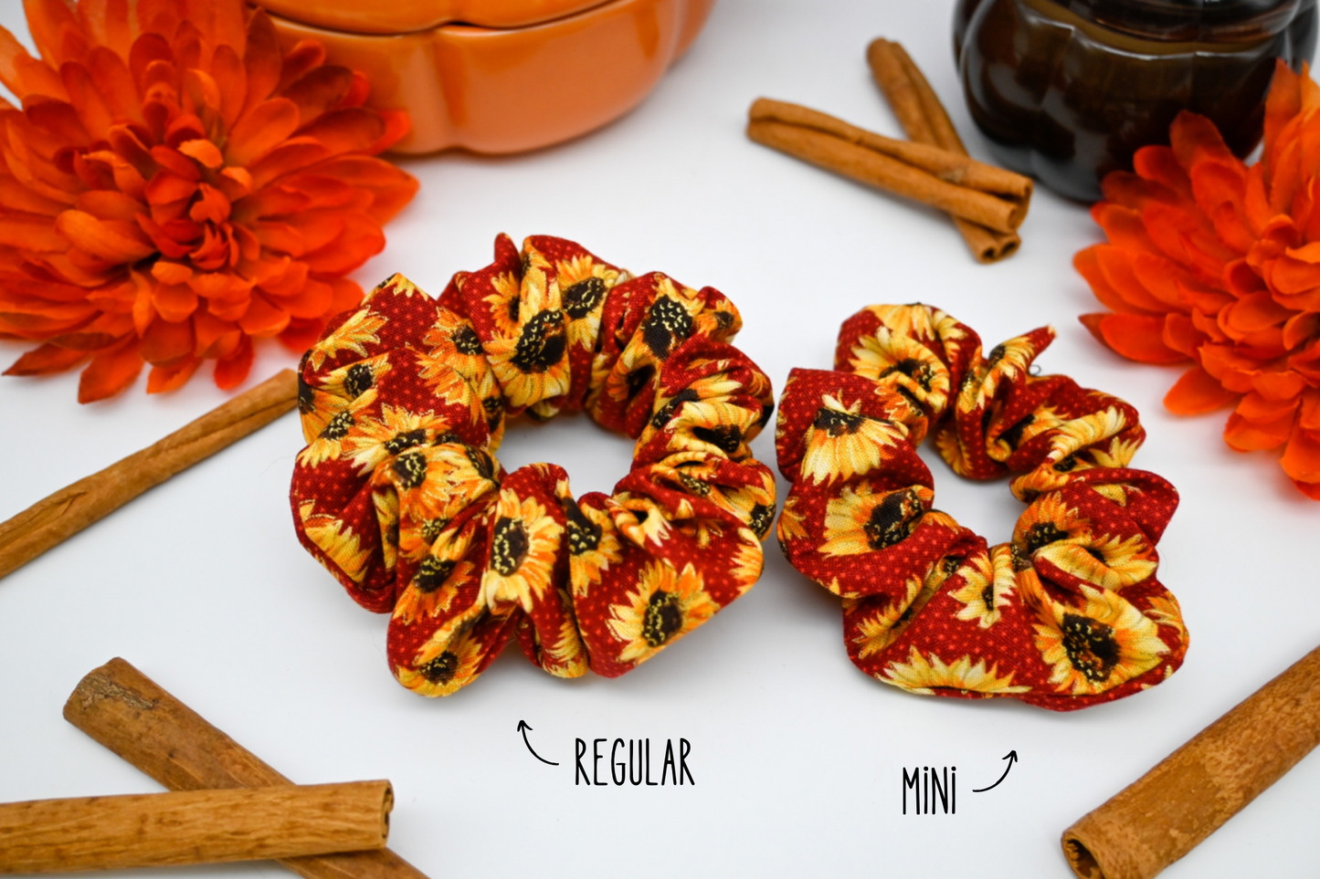 Autumn Red Sunflowers Scrunchie