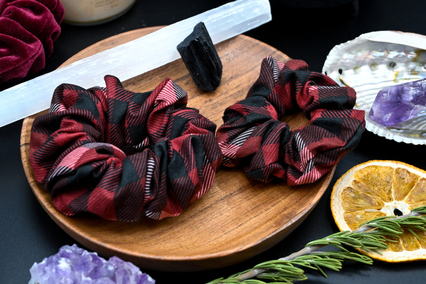 Red Plaid Scrunchie