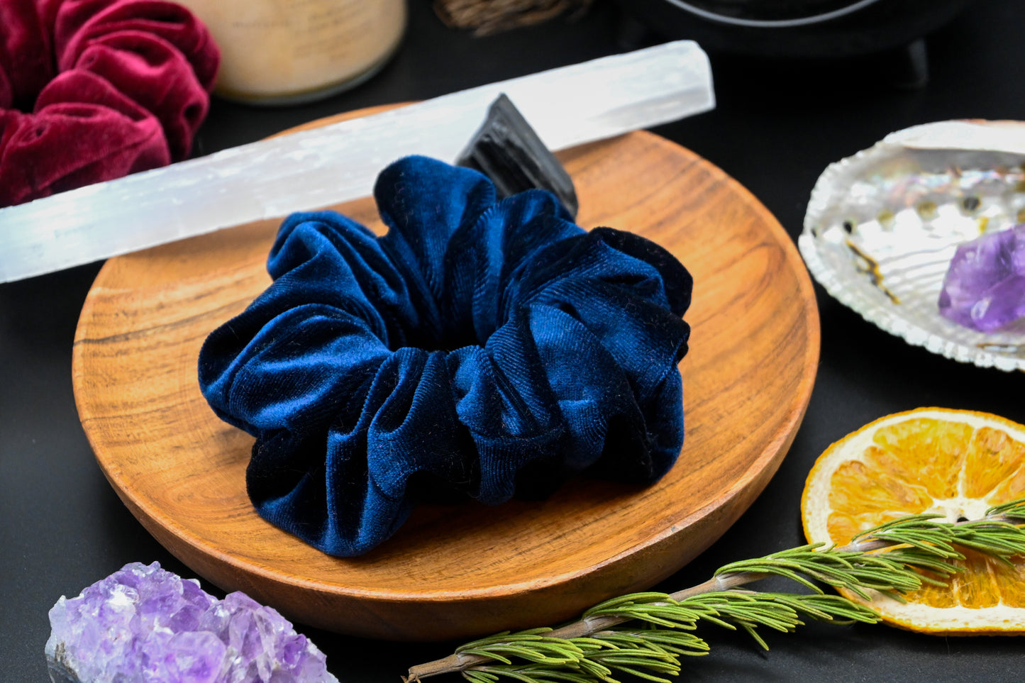 Sapphire Velvet Scrunchie