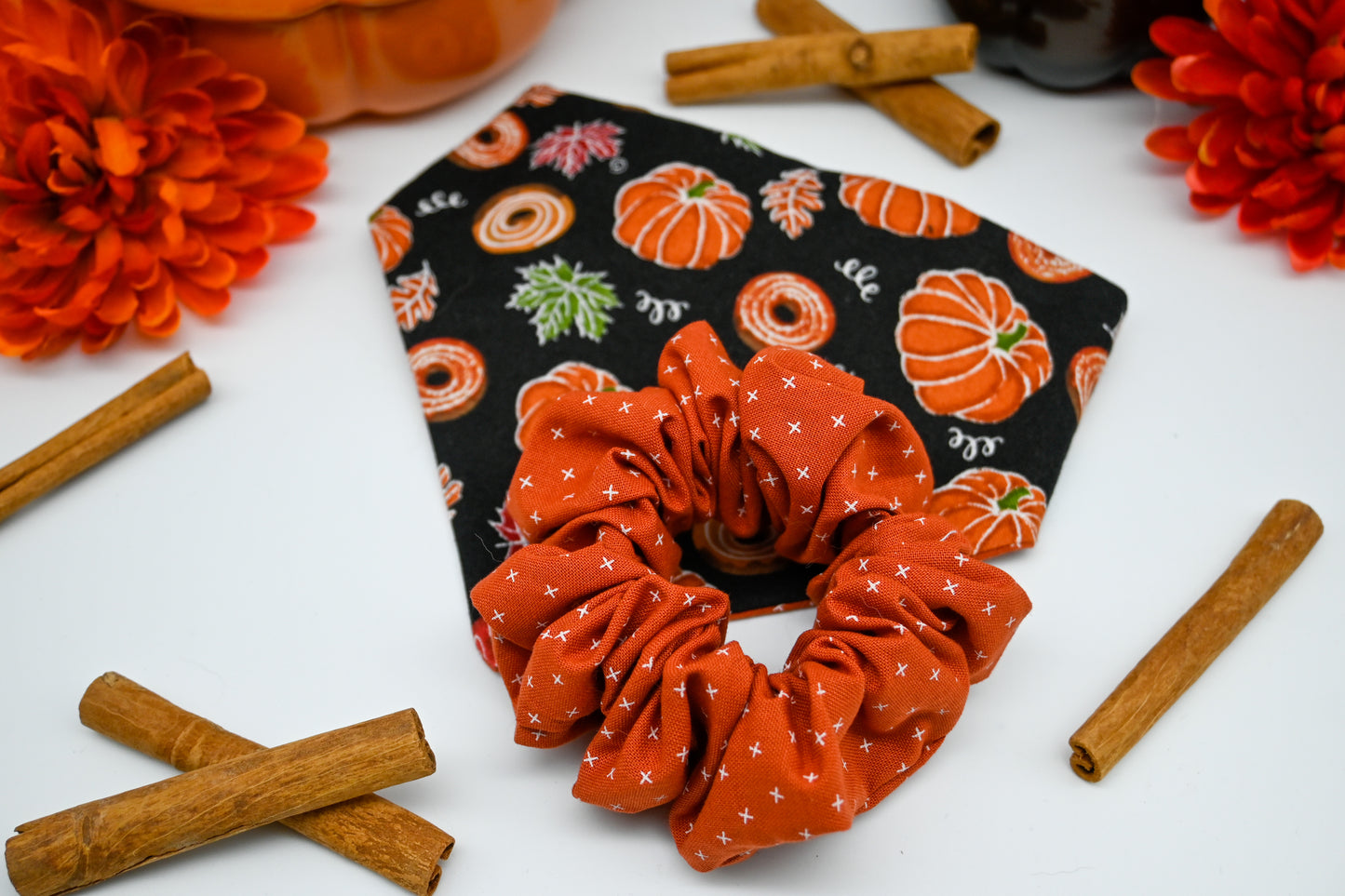 Reversible Pet Bandana - Pumpkins n Doughnuts