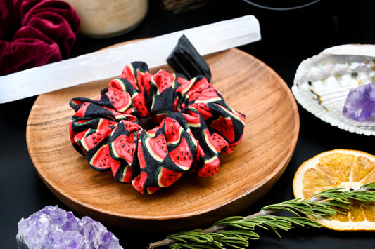 Black and Red Watermelon Scrunchie