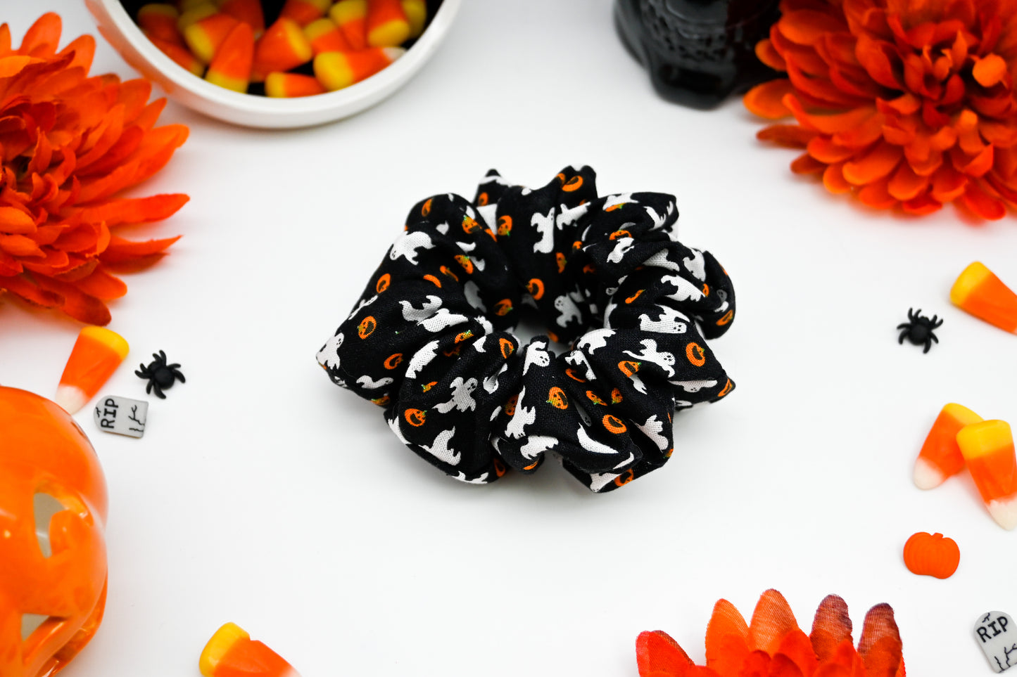 Ghosts and Pumpkins Scrunchie